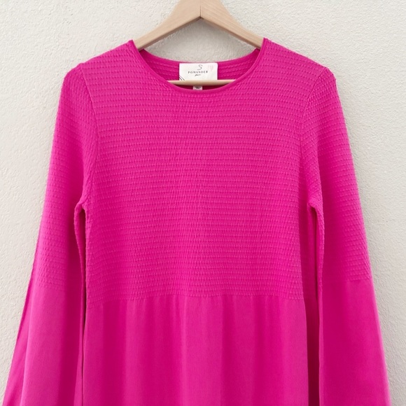 Pomander Place Lennox Maxi Dress Knit Blouson Sleeve Pink Feminine Elegant L - Picture 6 of 13